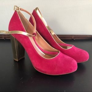 NEW! Sole Society Pink and Gold T-Strap Heels 7.5
